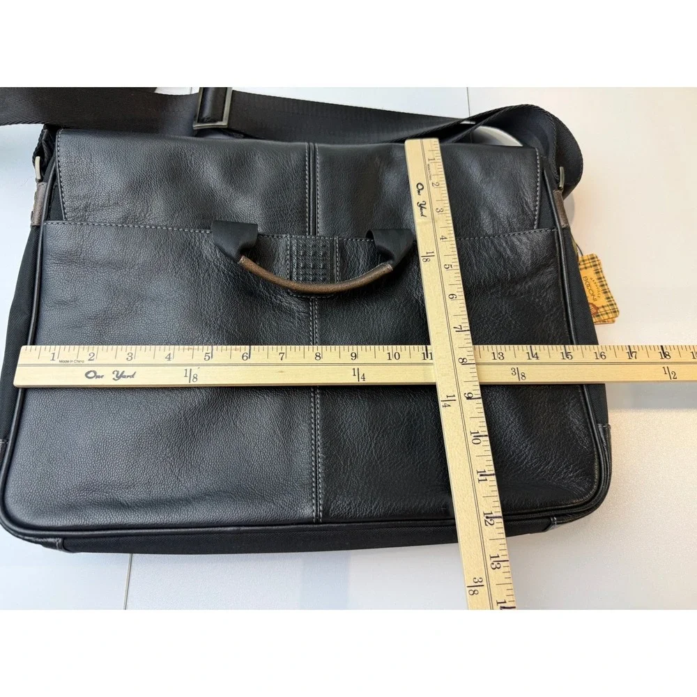 Boconi Slim Mailbag Messenger Bag Mens Black Leather RFID Laptop Case NWT Luxury